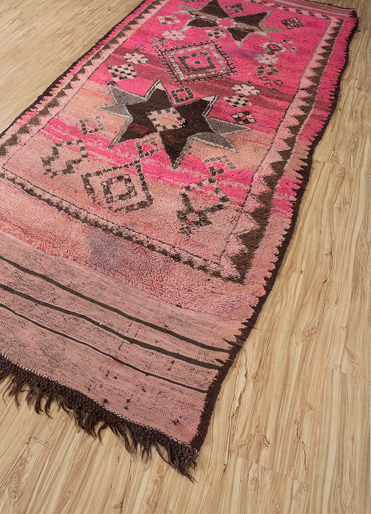 nuray pink and purple wool hand knotted Rug - FloorShot
