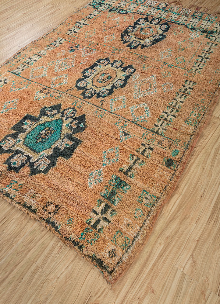 nuray red and orange wool hand knotted Rug - FloorShot