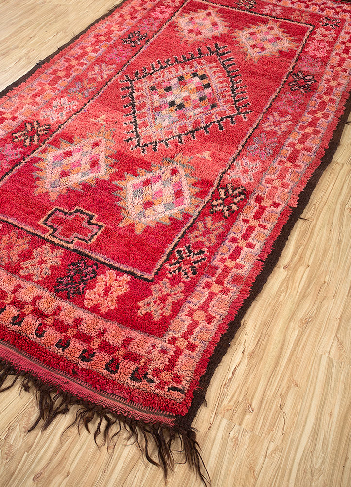nuray red and orange wool hand knotted Rug - FloorShot