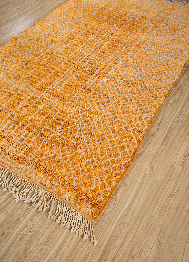 nuray red and orange wool hand knotted Rug - FloorShot