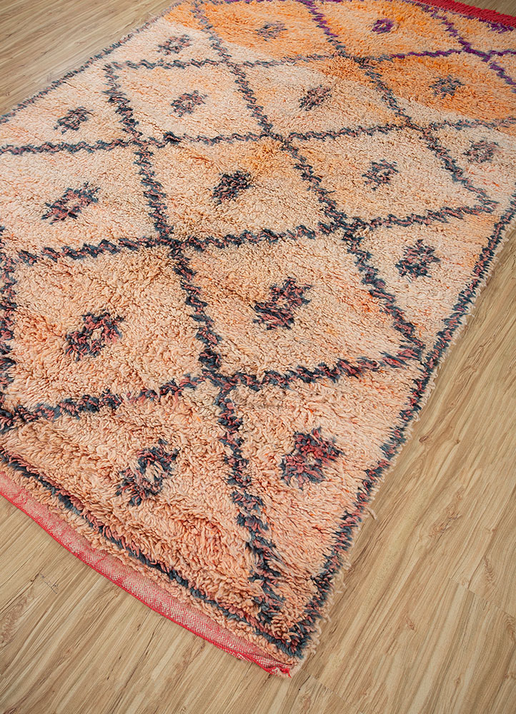 nuray red and orange wool hand knotted Rug - FloorShot