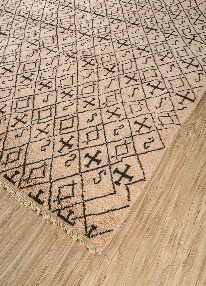 nuray beige and brown wool hand knotted Rug - FloorShot