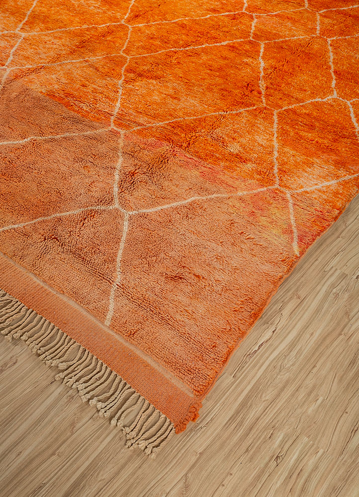 nuray red and orange wool hand knotted Rug - FloorShot