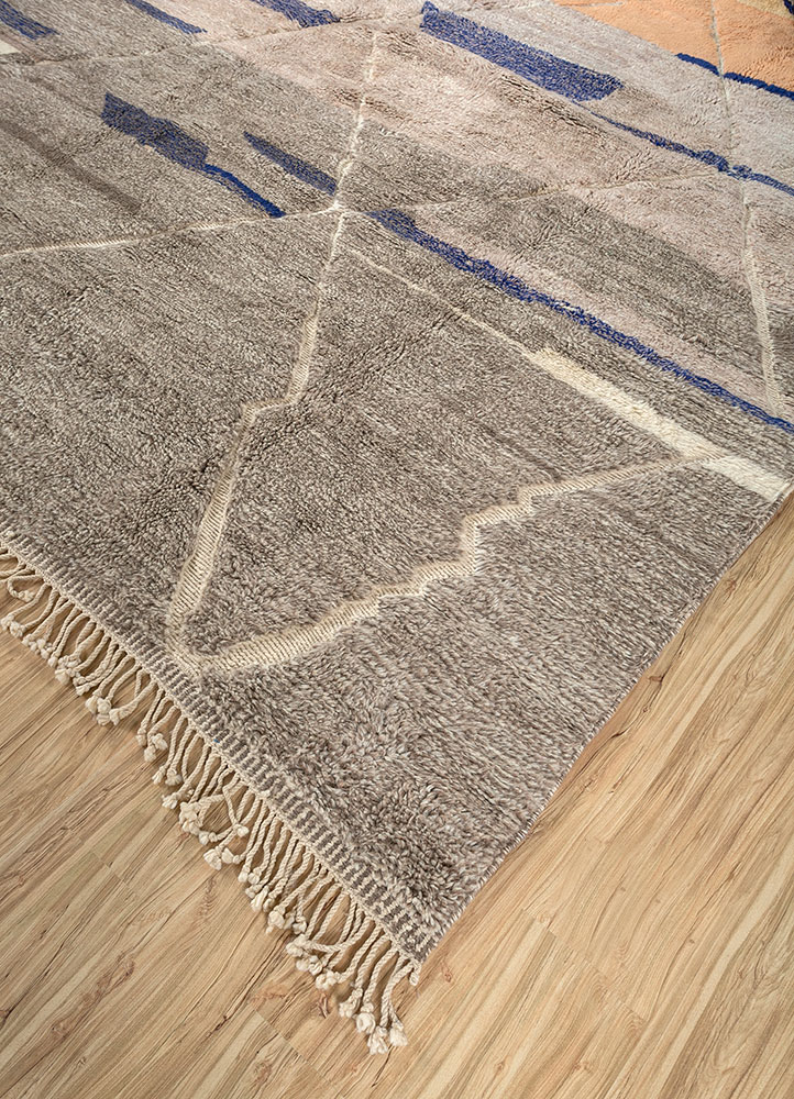 zuri beige and brown wool hand knotted Rug - FloorShot