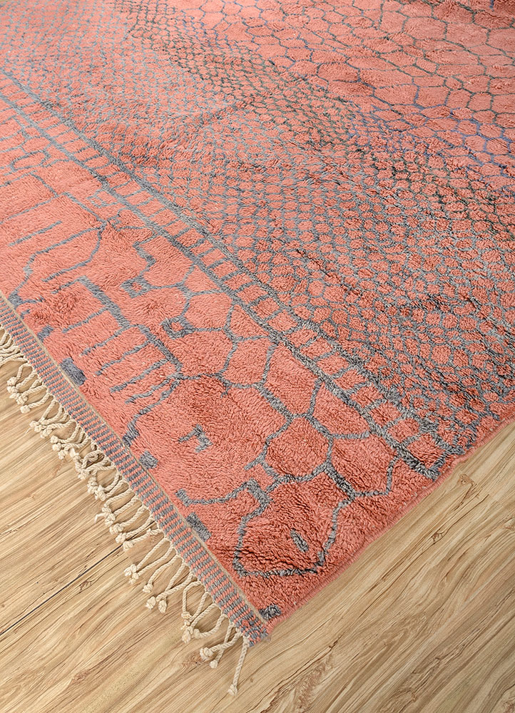 nuray red and orange wool hand knotted Rug - FloorShot