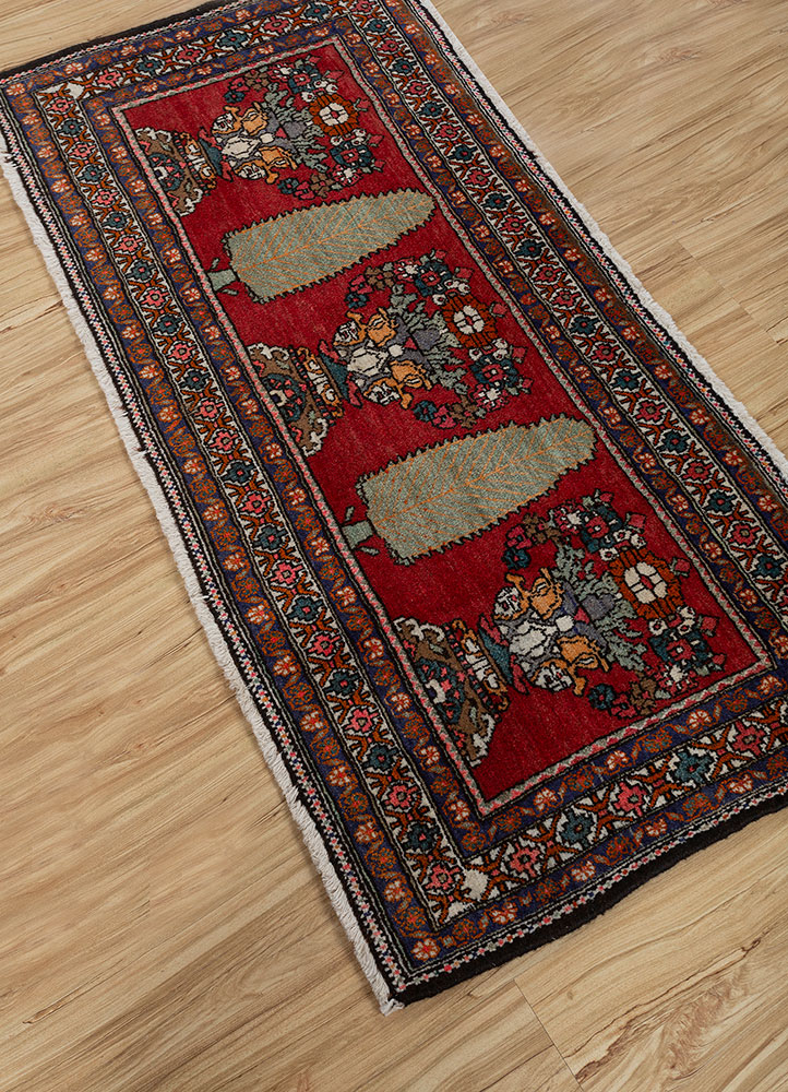 kiaan red and orange wool hand knotted Rug - FloorShot