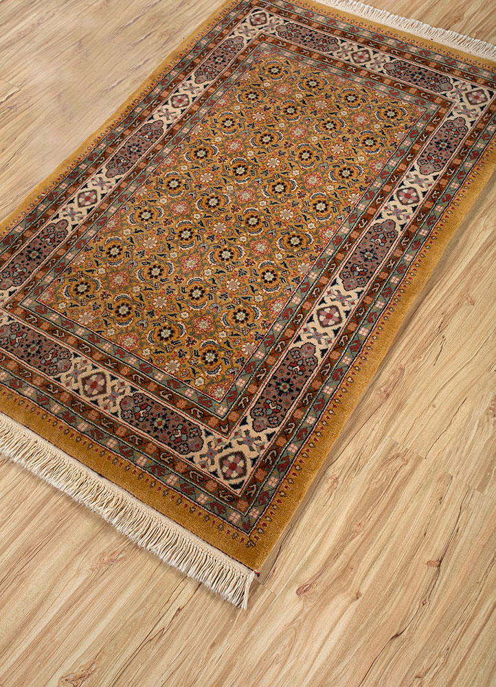 gulnar gold wool hand knotted Rug - FloorShot