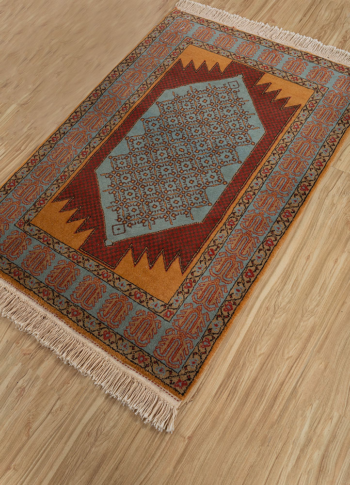 kiaan blue wool hand knotted Rug - FloorShot