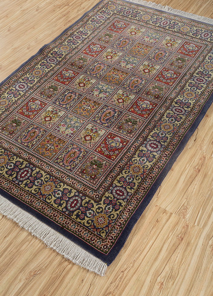aalam blue wool hand knotted Rug - FloorShot