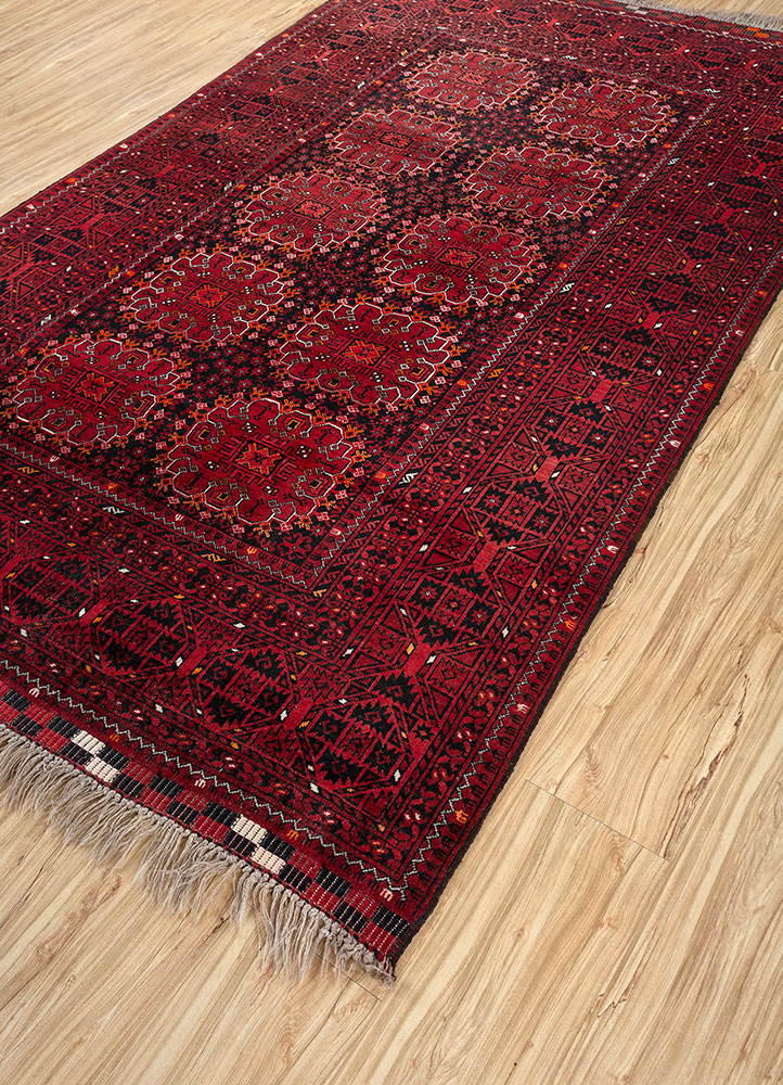 kiaan red and orange wool hand knotted Rug - FloorShot