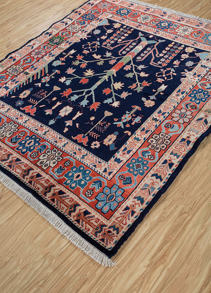 nuray blue wool hand knotted Rug - FloorShot