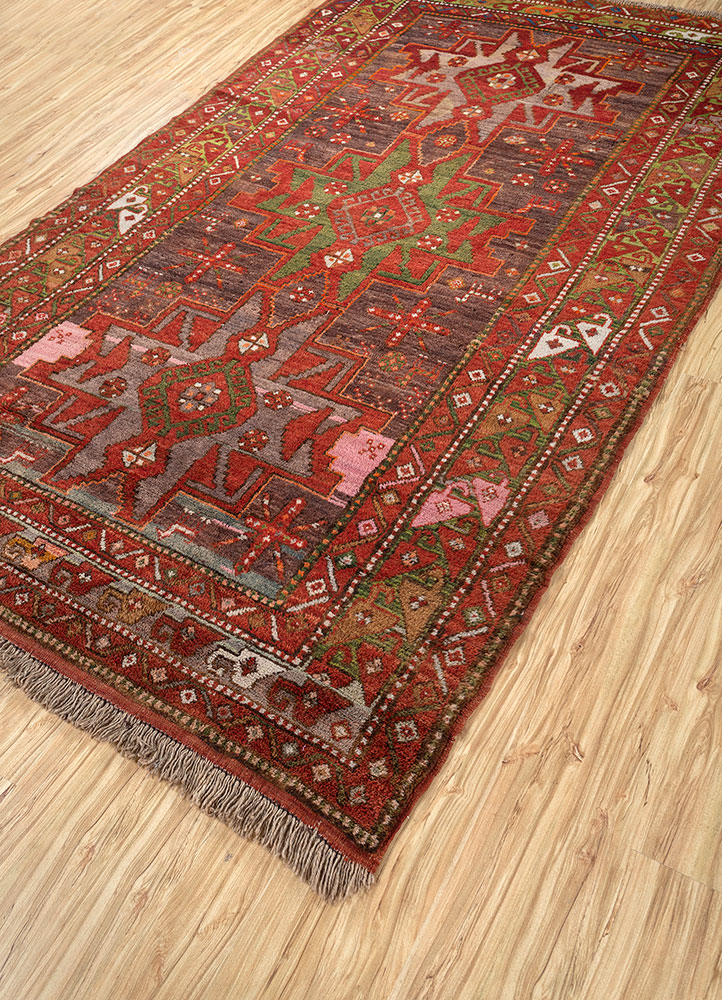 nuray beige and brown wool hand knotted Rug - FloorShot