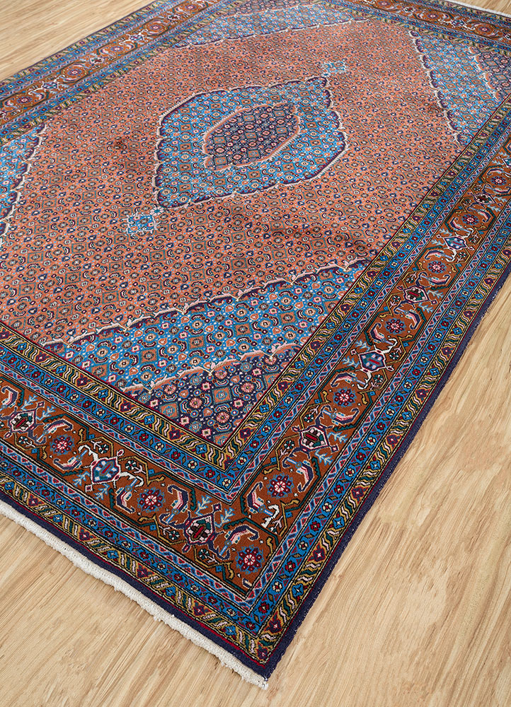 aalam red and orange wool hand knotted Rug - FloorShot