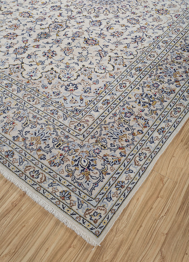 aalam ivory wool hand knotted Rug - FloorShot