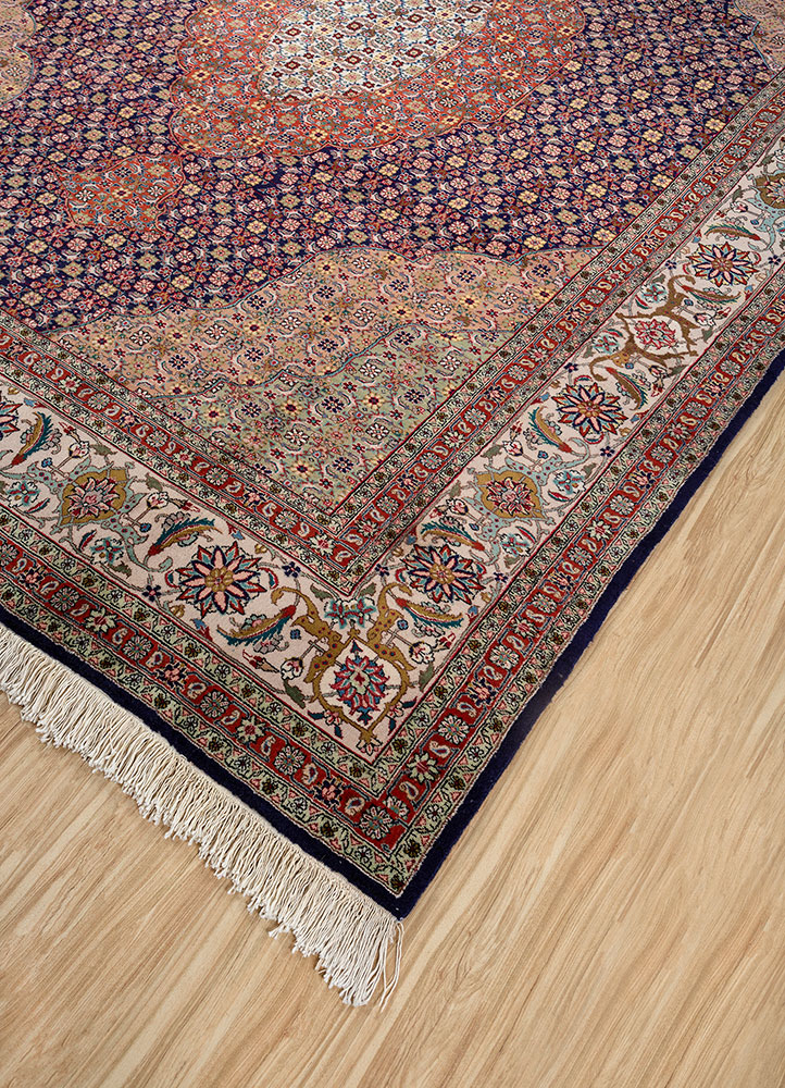 aalam blue wool hand knotted Rug - FloorShot