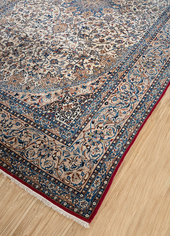 aalam ivory wool hand knotted Rug - FloorShot