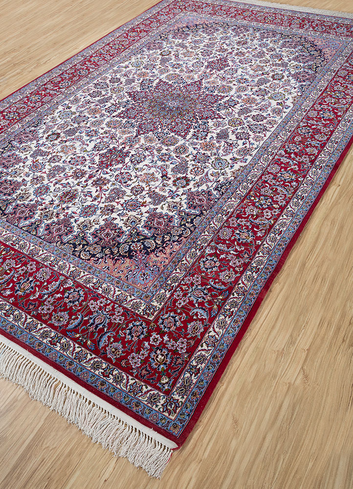 aalam ivory wool hand knotted Rug - FloorShot