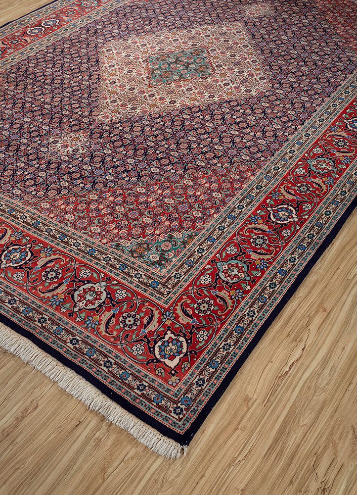 aalam blue wool hand knotted Rug - FloorShot