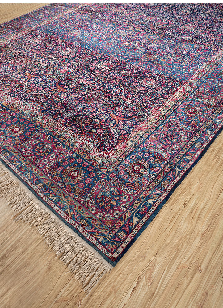 aalam blue wool hand knotted Rug - FloorShot