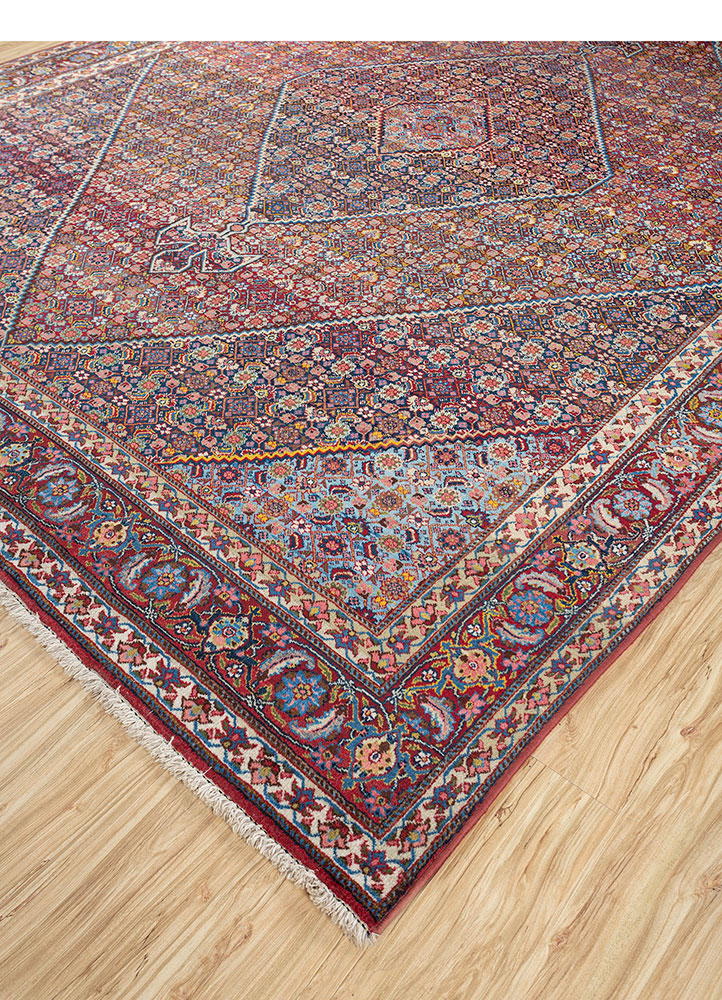 aalam blue wool hand knotted Rug - FloorShot