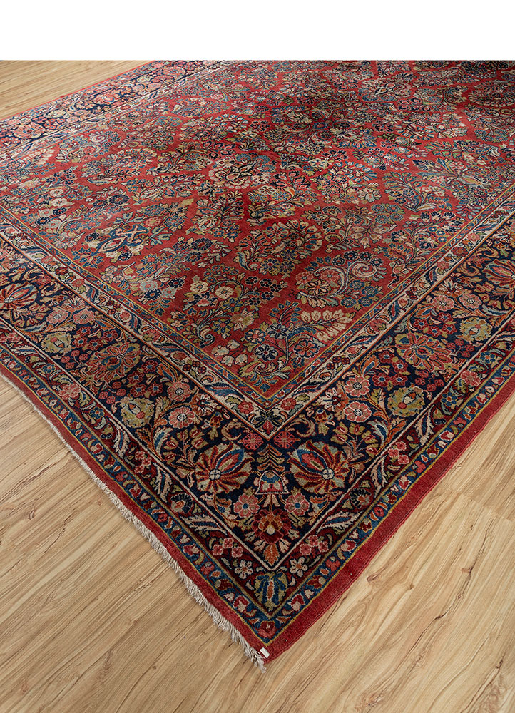 aalam blue wool hand knotted Rug - FloorShot