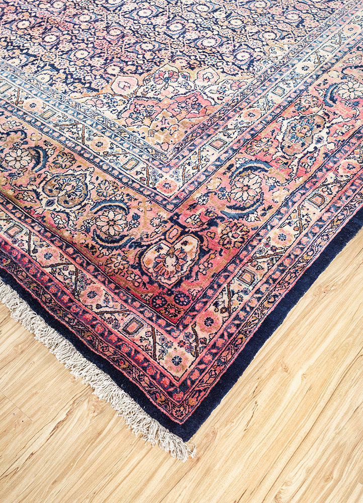 aalam blue wool hand knotted Rug - FloorShot