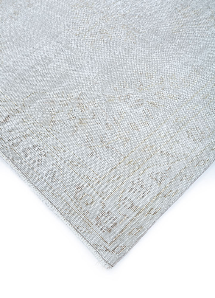 vintage grey and black wool hand knotted Rug - FloorShot