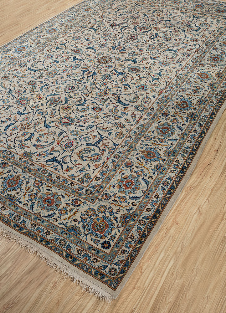 aalam ivory wool hand knotted Rug - FloorShot