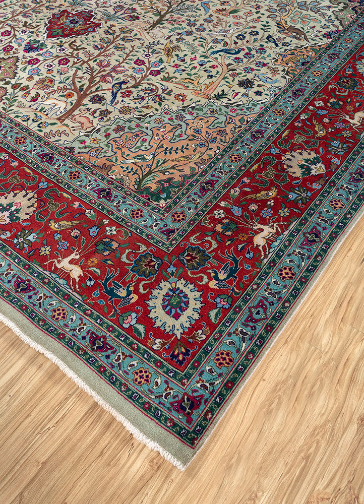 aalam red and orange wool hand knotted Rug - FloorShot