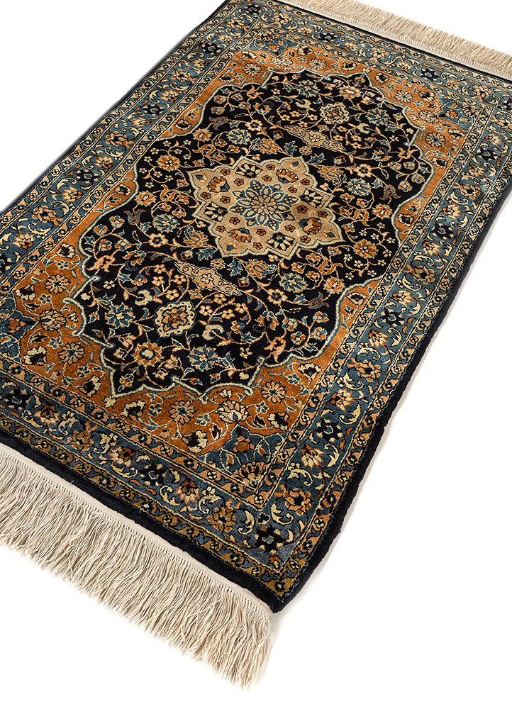 gulmarg blue silk hand knotted Rug - FloorShot