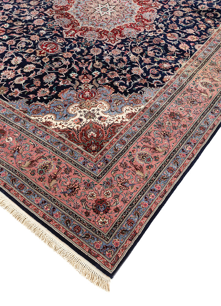 aalam blue wool hand knotted Rug - FloorShot