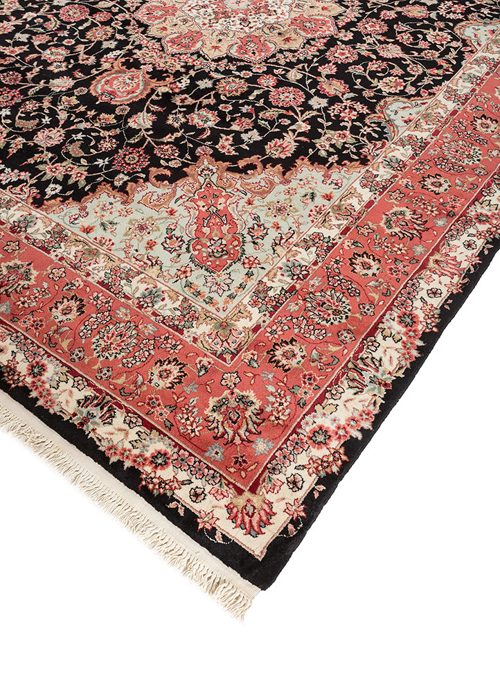aalam grey and black wool hand knotted Rug - FloorShot