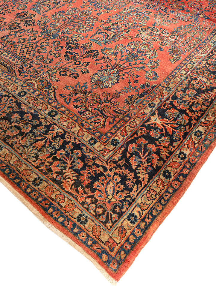aalam pink and purple wool hand knotted Rug - FloorShot