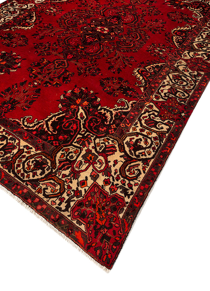 aalam red and orange wool hand knotted Rug - FloorShot