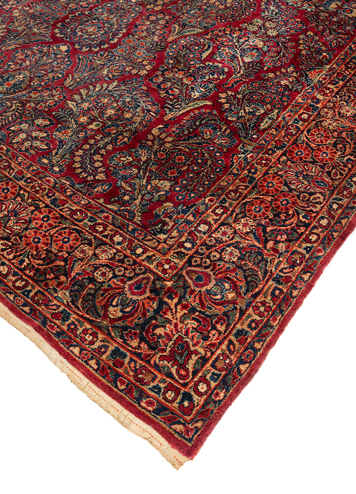 aalam pink and purple wool hand knotted Rug - FloorShot