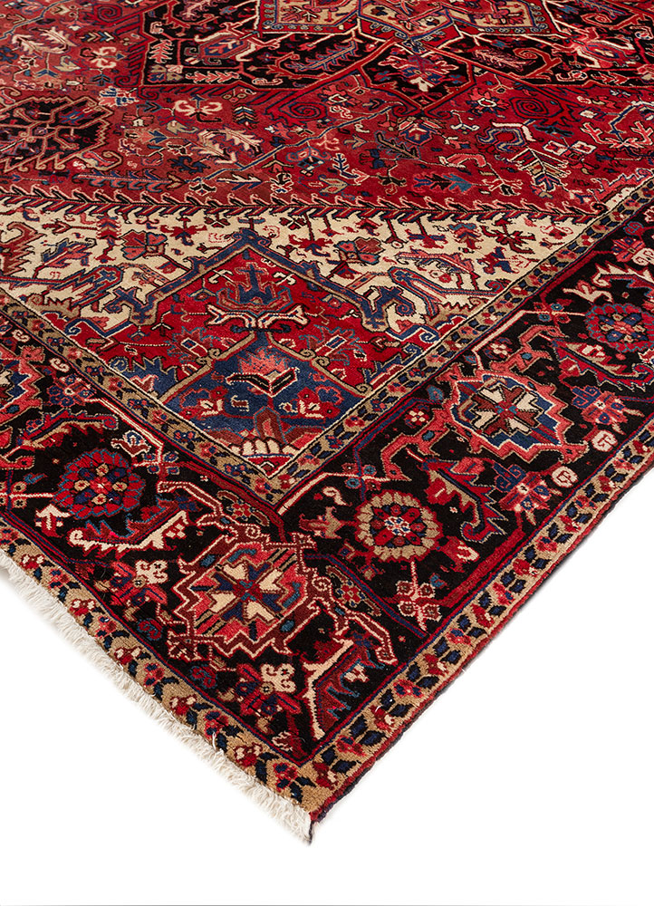 aalam red and orange wool hand knotted Rug - FloorShot