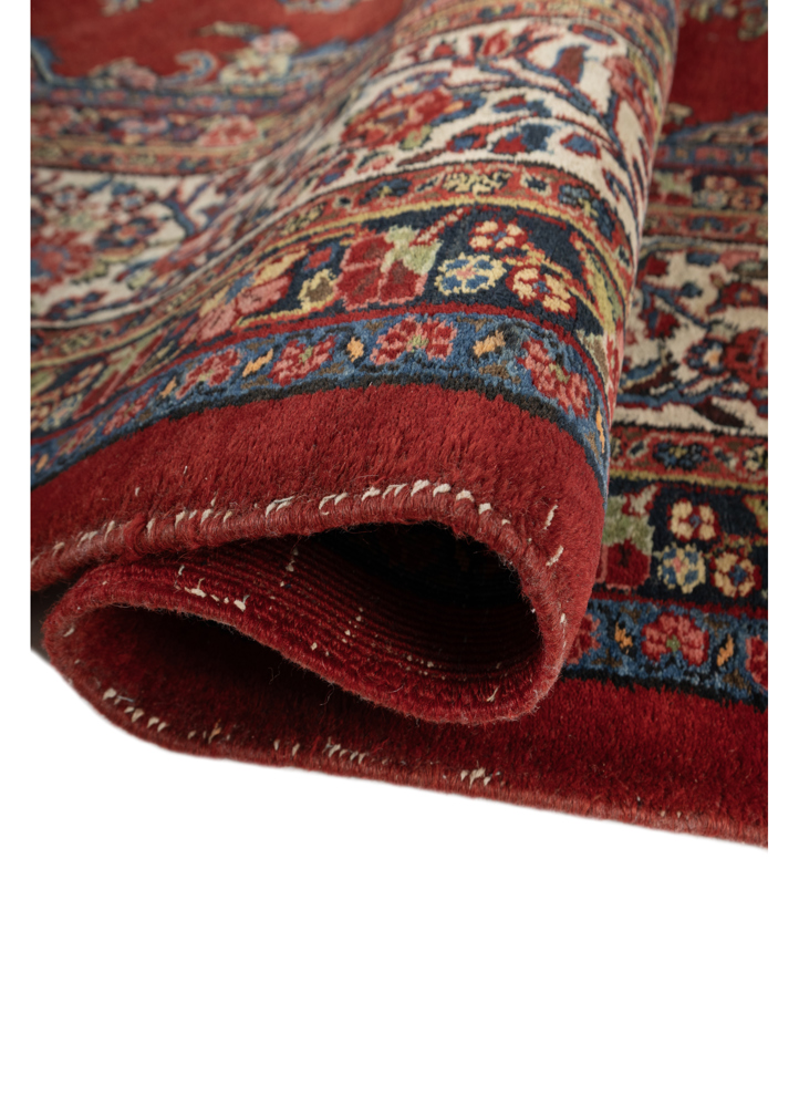 aalam red and orange wool hand knotted Rug - FloorShot