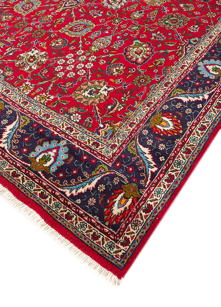 aalam red and orange wool hand knotted Rug - FloorShot