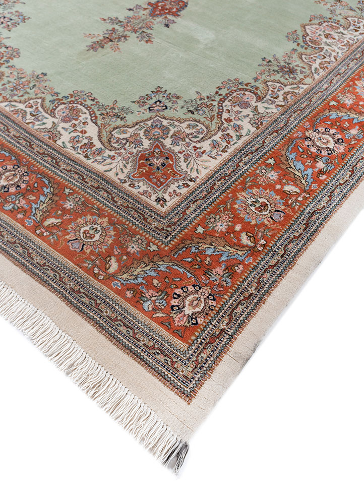 aalam blue wool hand knotted Rug - FloorShot