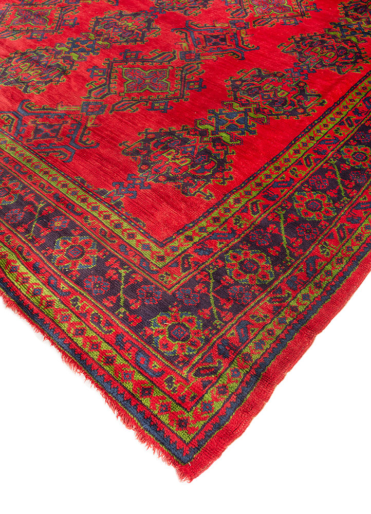 kiaan red and orange wool hand knotted Rug - FloorShot