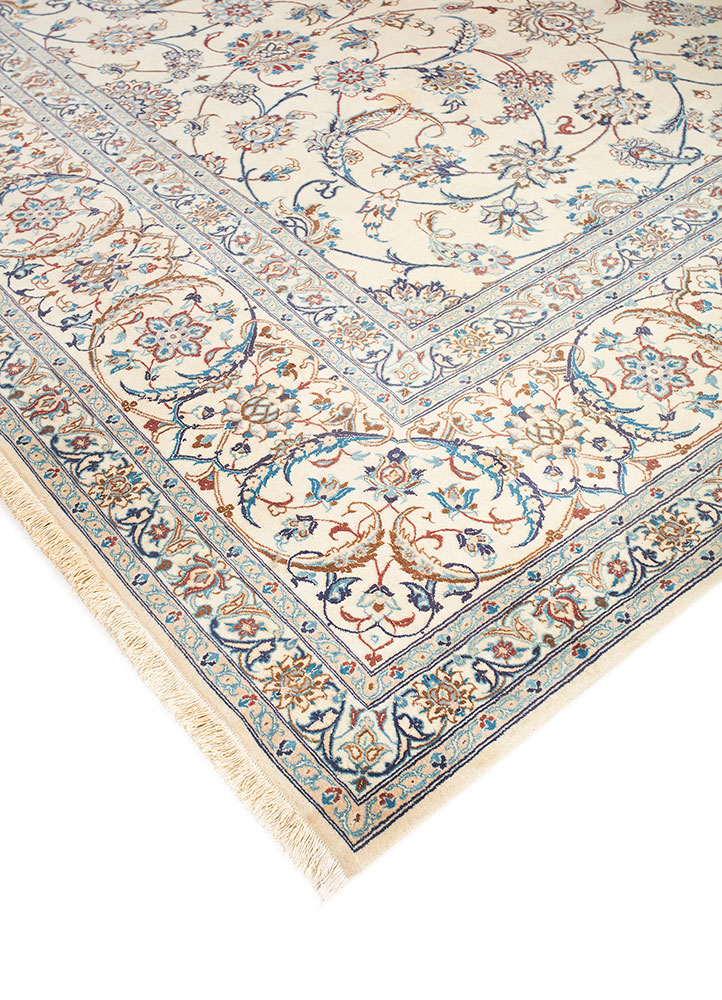 aalam ivory wool and silk hand knotted Rug - FloorShot