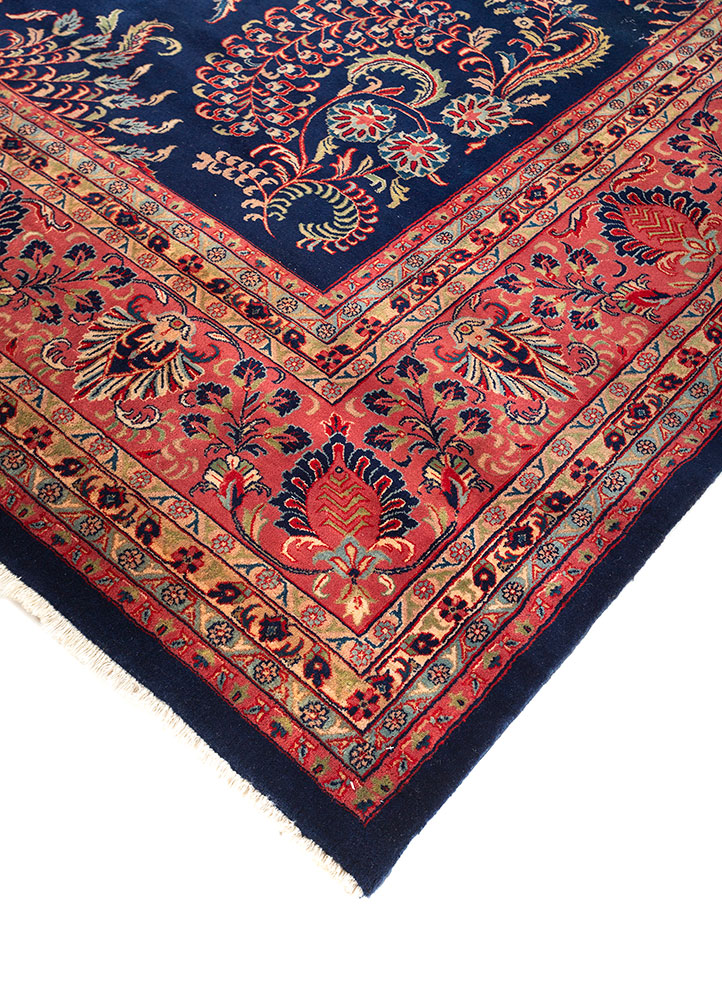 aalam blue wool hand knotted Rug - FloorShot