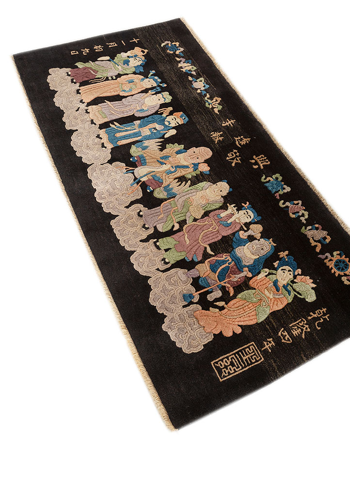 pechino grey and black wool hand knotted Rug - FloorShot