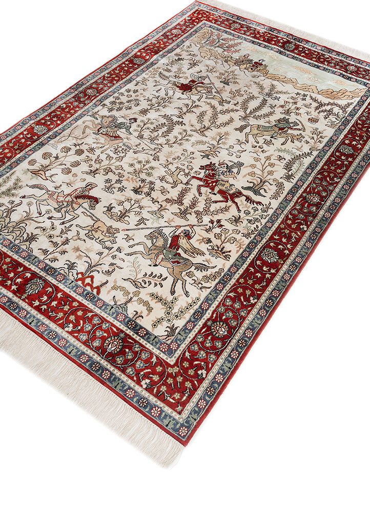 gulmarg ivory silk hand knotted Rug - FloorShot