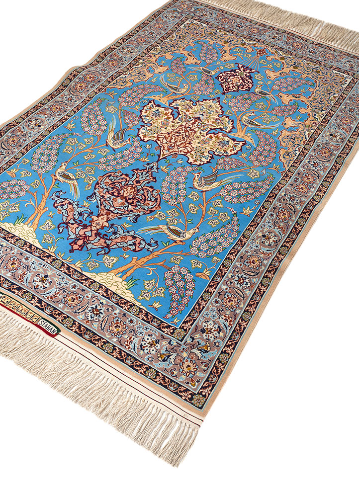 gulmarg blue wool hand knotted Rug - FloorShot