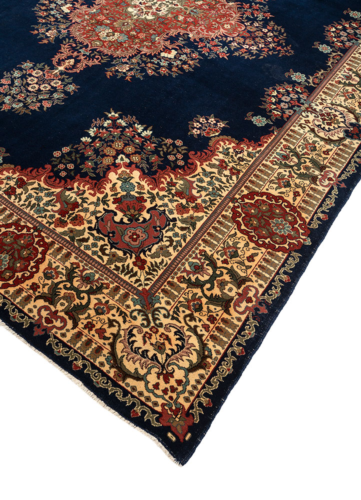 aalam blue wool hand knotted Rug - FloorShot