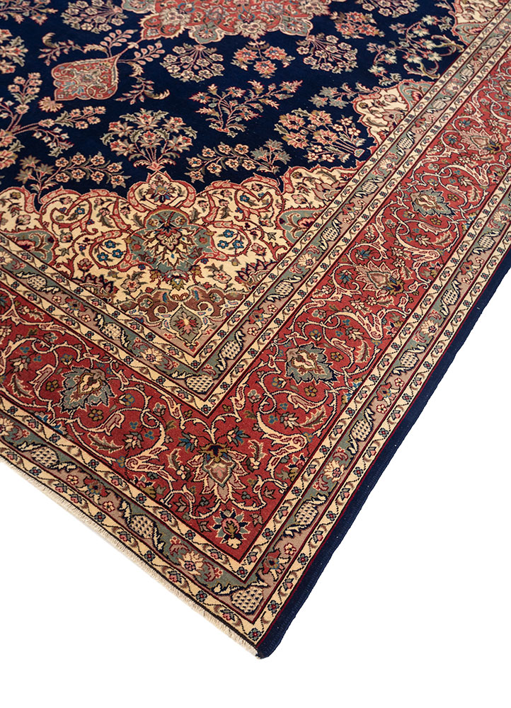aalam blue wool hand knotted Rug - FloorShot