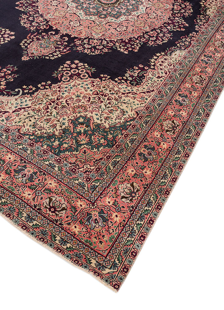 aalam blue wool hand knotted Rug - FloorShot