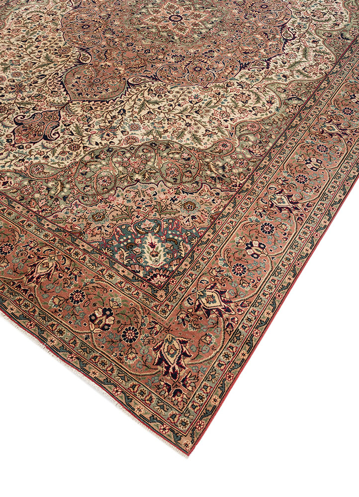 aalam green wool hand knotted Rug - FloorShot