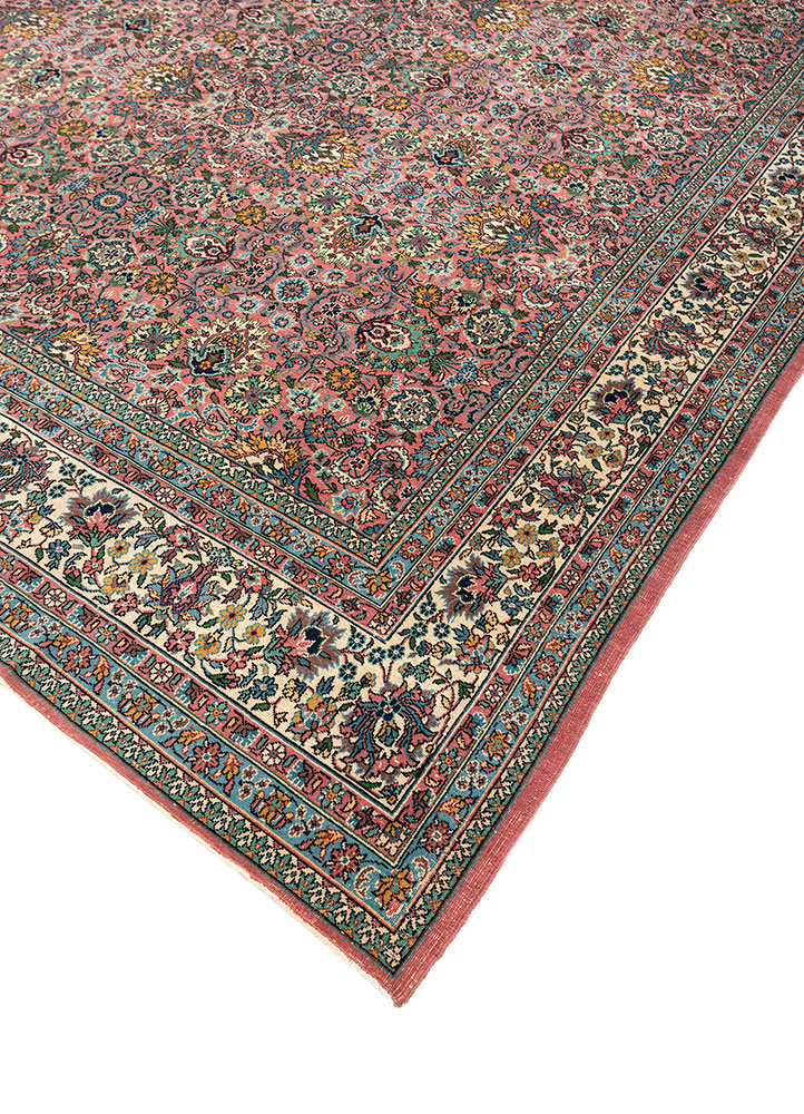 aalam pink and purple wool hand knotted Rug - FloorShot